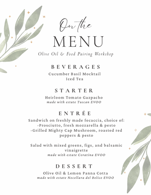 On the Menu at Kiler Ridge: Olive Oil Tasting & Food Pairing Luncheon